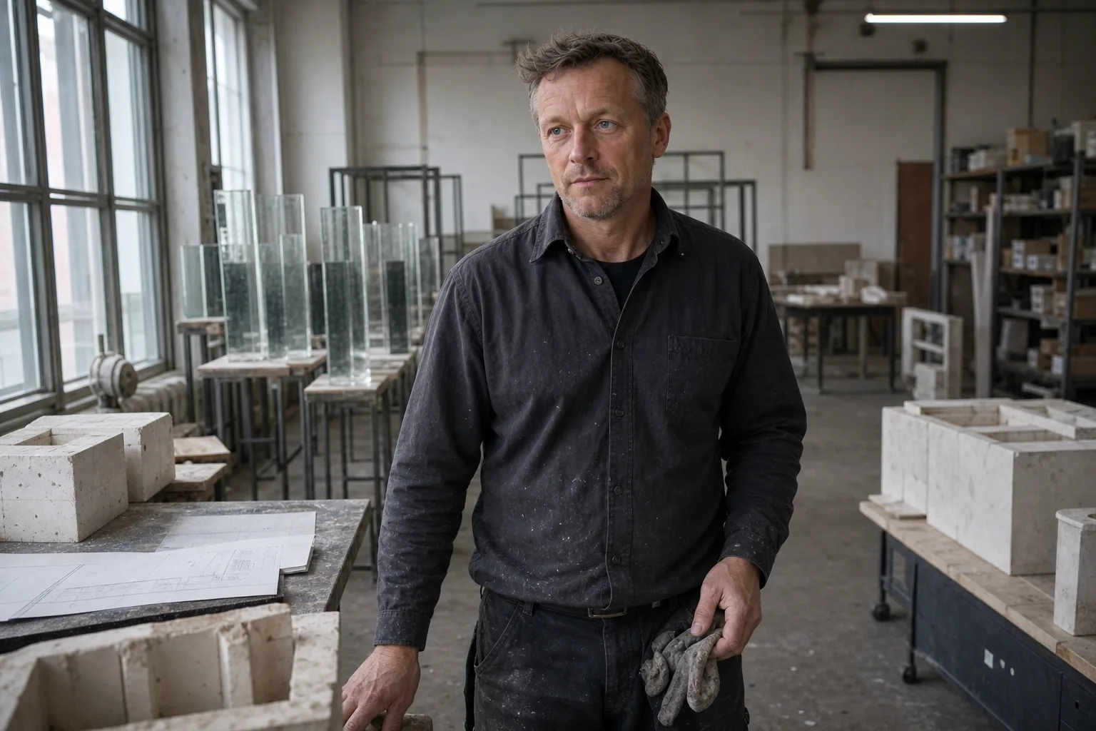 Elian Kade in his studio, representing the artist connection created by an inquiry.
