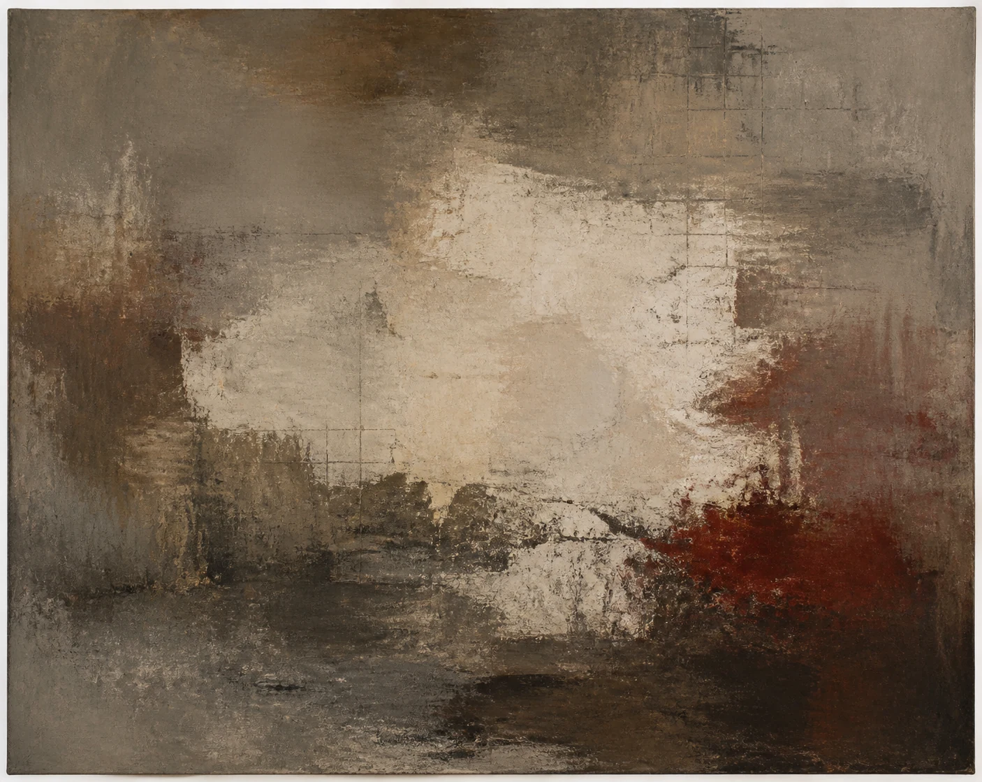 Held Weather, an atmospheric abstract painting by Mara Voss.