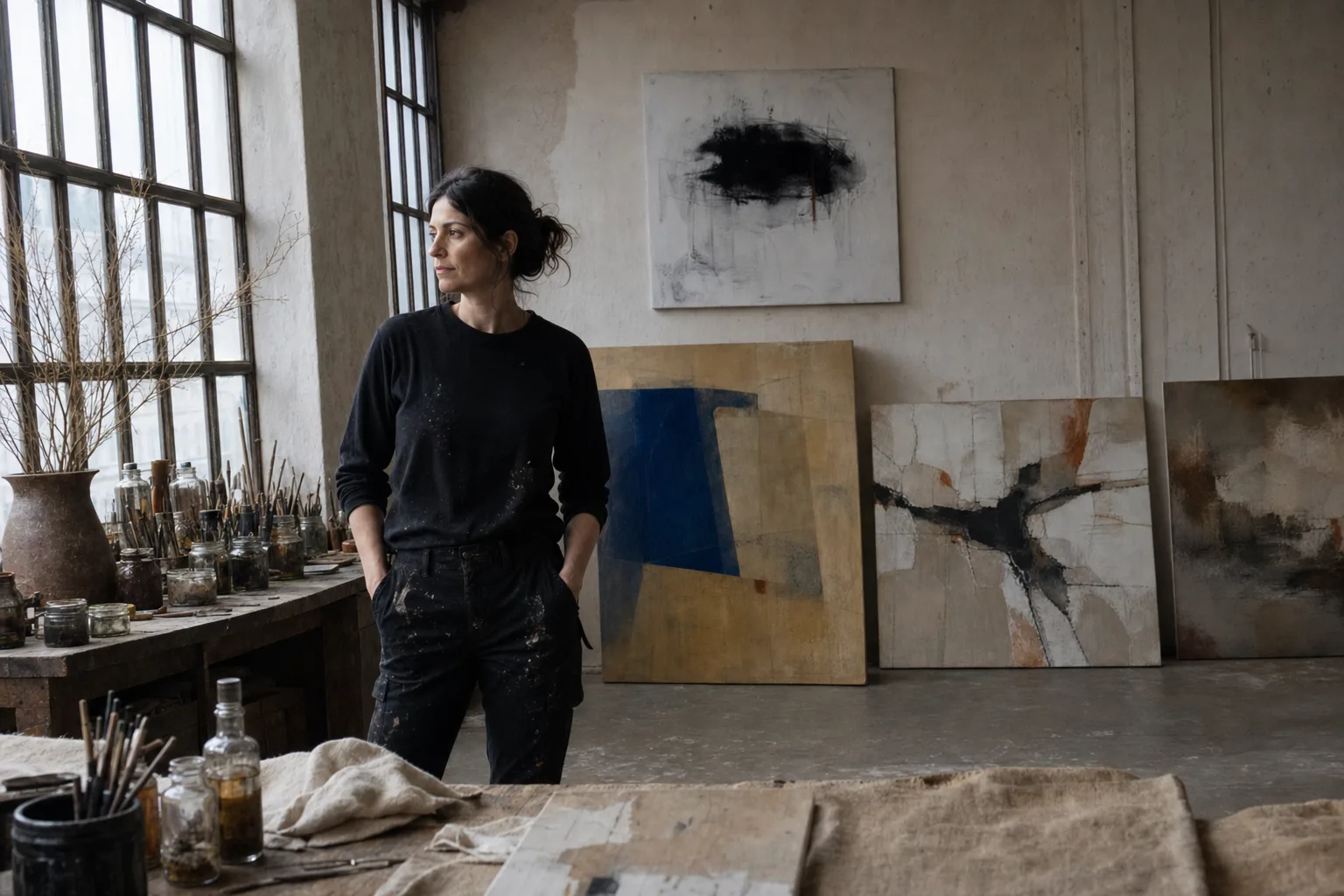 Example ArtFeatures.com artist profile showing painter Mara Voss.